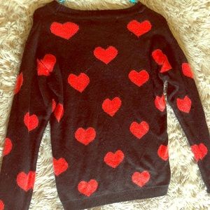 Black Sweater with Red Hearts